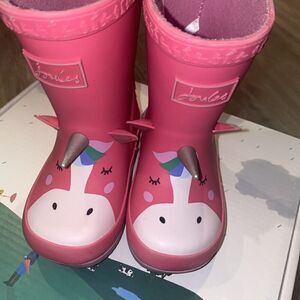 JOULES GIRL'S BABY WELLY PRINT UNICORN PINK RAIN BOOTS SIZE 5